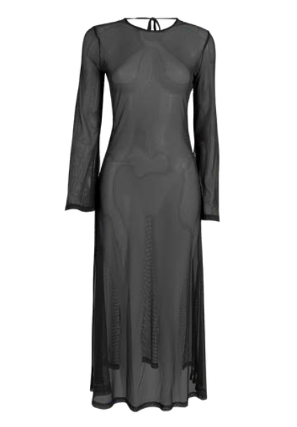LONG MESH BELL SLEEVE DRESS